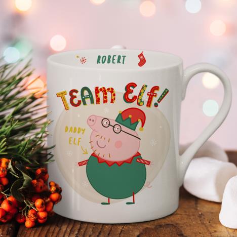 Personalised Peppa Pig Team Elf Daddy Pig Balmoral Mug Extra Image 1